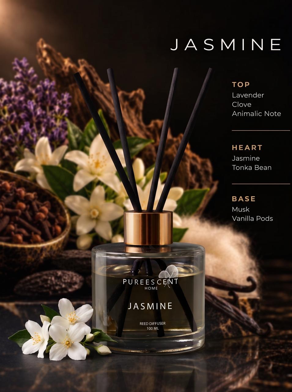 Jasmine reed diffuser 100ml